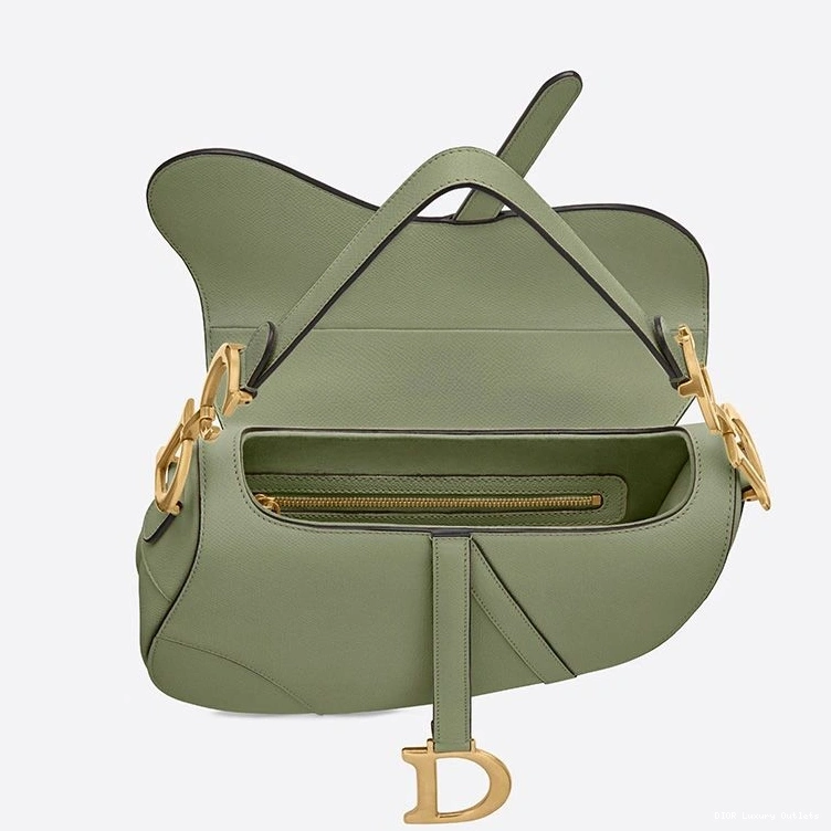 Cheap Grained Saddle Dior Green Calfskin Bag 0724 Luxury